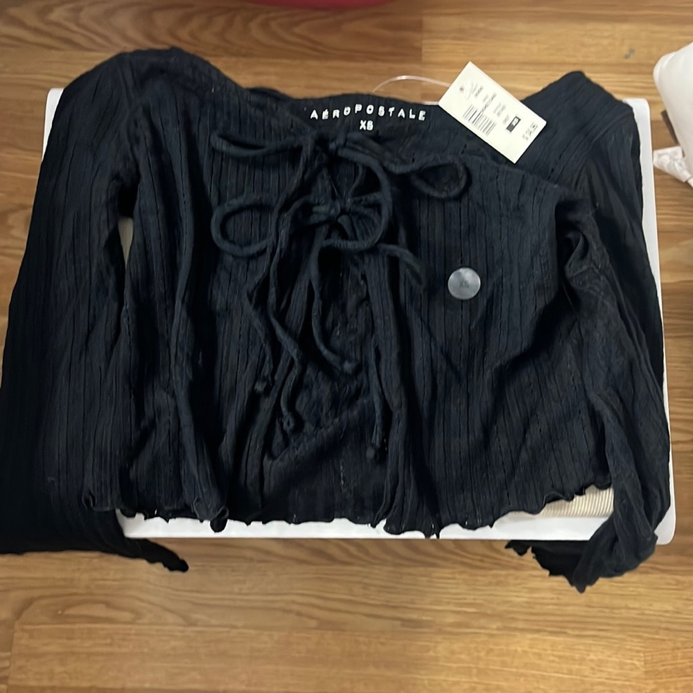 black long sleeve with open front